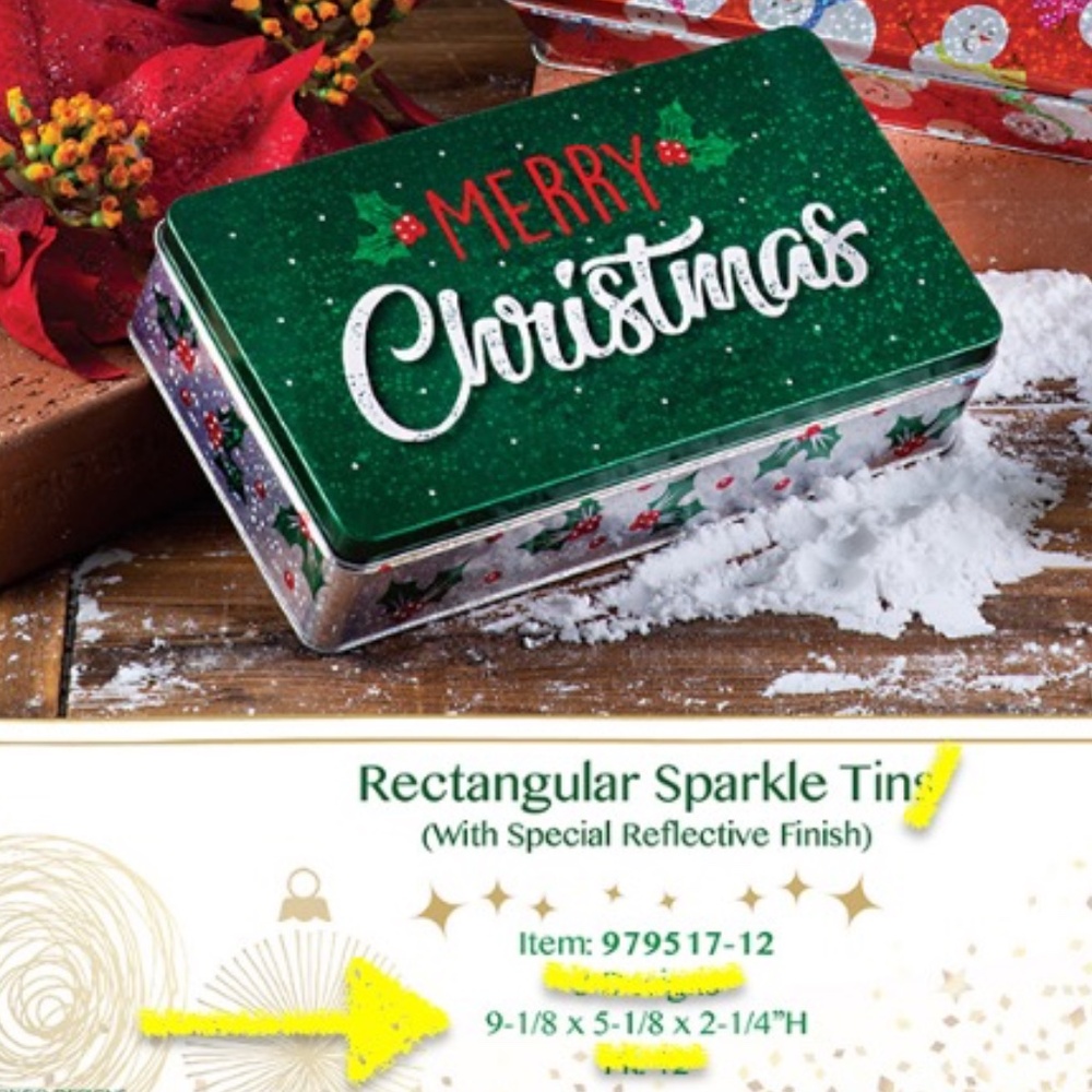 The Tin Box Company I Rectangular Sparkle Tin I Merry Christmas